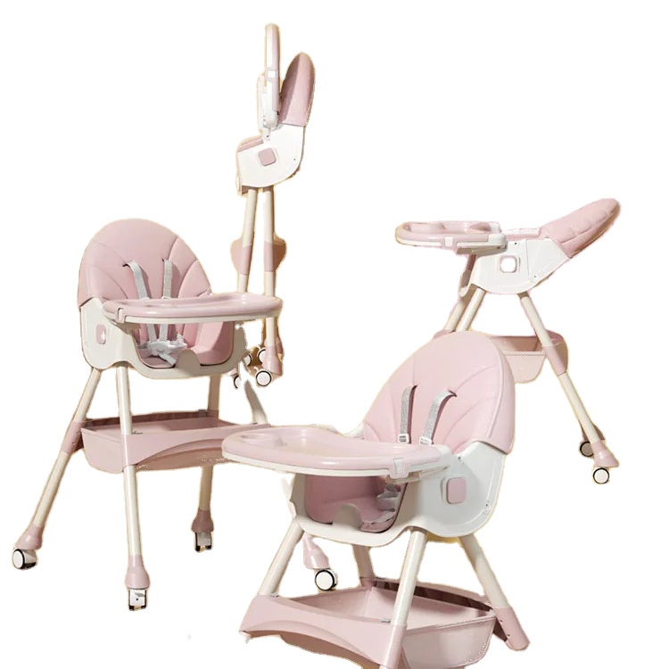 Baby Products Wholesale - 新生児用ベビー用品卸売 多段階高さ調節＆3つのリクライニングモード付きベビーハイチェア、取り外し可能なトレイ付き折りたたみ式ベビーチェア