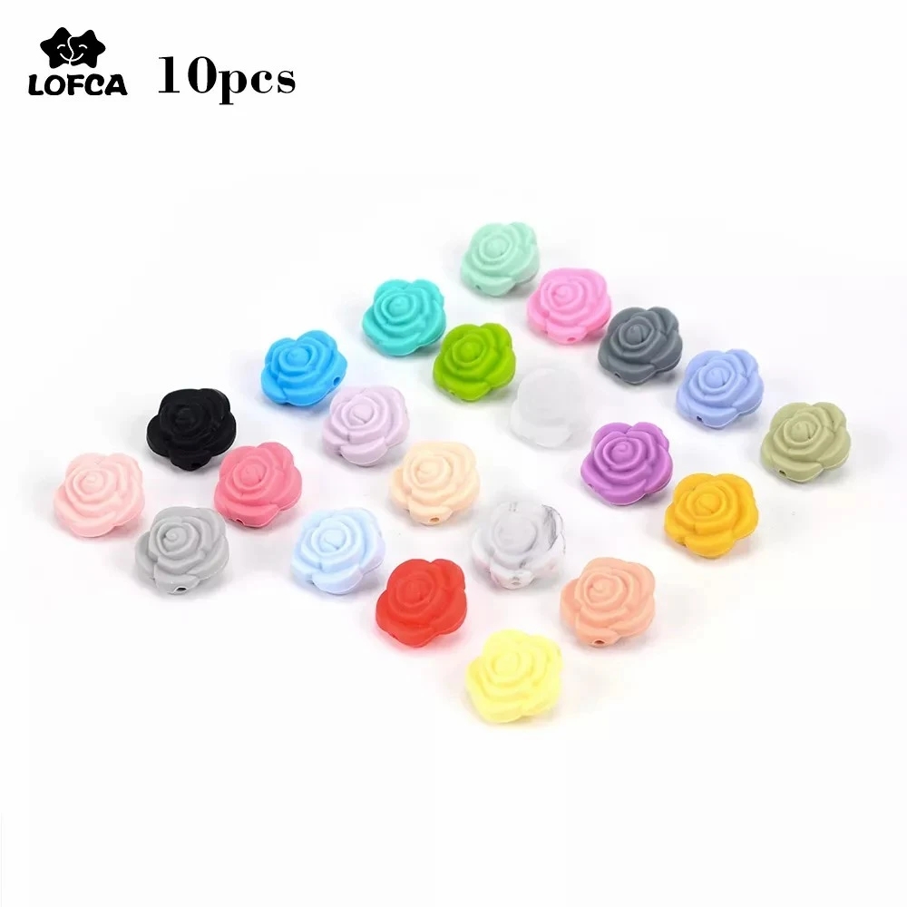 Baby Products Wholesale - 卸売10ピース/ロットシリコーンビーズ花ベビーおしゃぶりbpaフリーローズベビー歯が生えるおもちゃのアクセサリーおしゃぶりチェーンbpaフリー