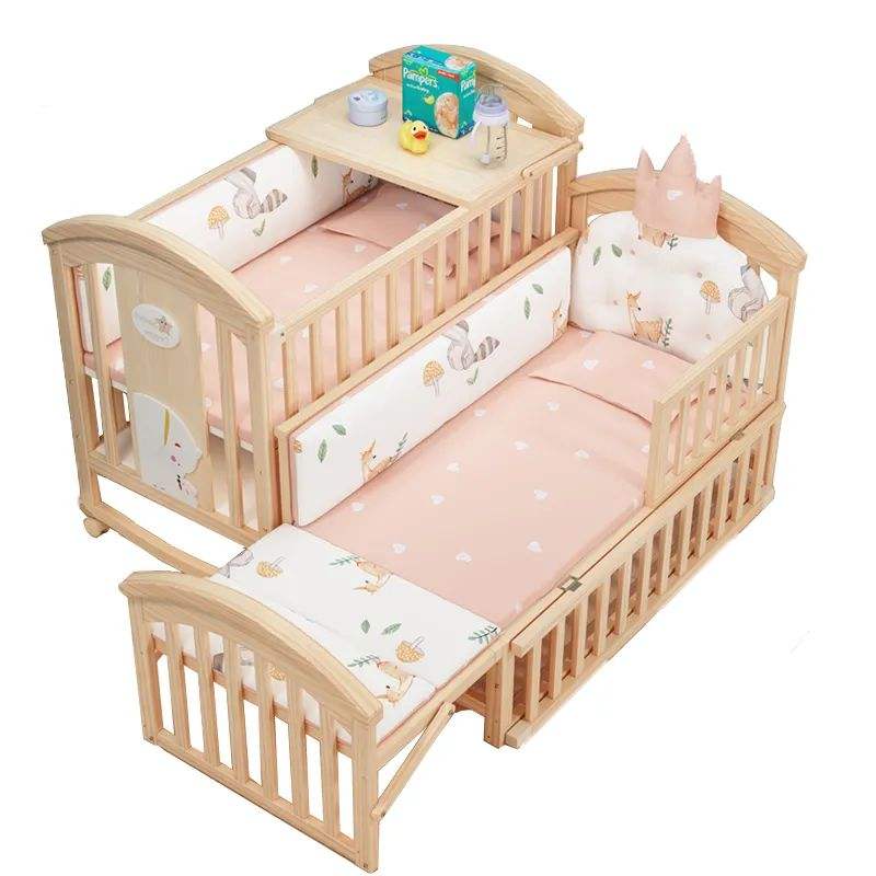 Baby Products Newborn - 新生児用木製ベビーベッド、男の子用幼児用ベビーベッド、ベッドサイドガールホワイトベッド、新製品