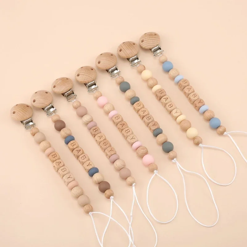 Baby Teethers - パーソナライズされた赤ちゃんのおしゃぶりクリップ,名前のおしゃぶりクリップ,ダミーの乳首ホルダー,ベビーアクセサリー,新生児ギフト,チェーン