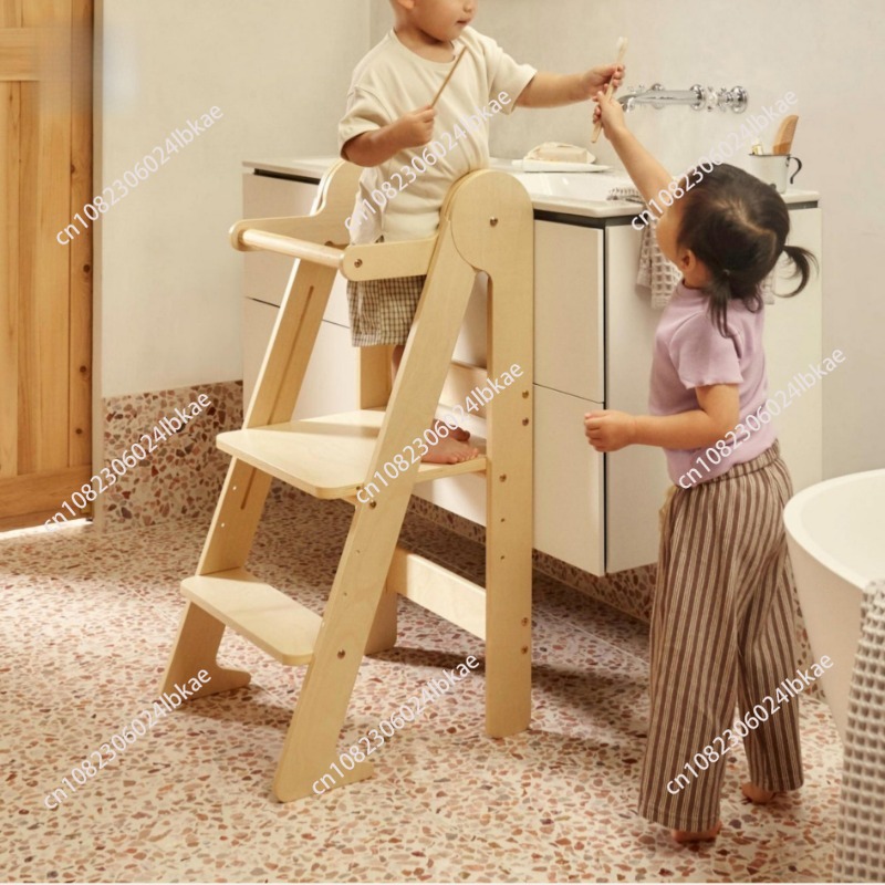 Toddler Learning Tower - 木製キッズ折りたたみ式ラーニングタワー キッチンステップスツールヘルパートワー 木製ハイチェア幼児用