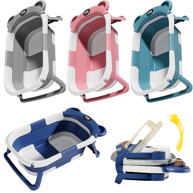 Baby Products Newborn - ベビーバス用折りたたみ式バスタブ,温度センサー,新生児測定,家庭用バスルーム,ベビーケア,シャワー製品