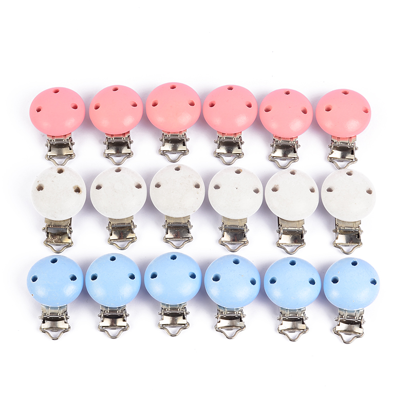 Baby Products Wholesale - 10 個ラウンド木製おしゃぶりクリップベビー歯が生えるダミークリップアクセサリー DIY おしゃぶりチェーンツール卸売