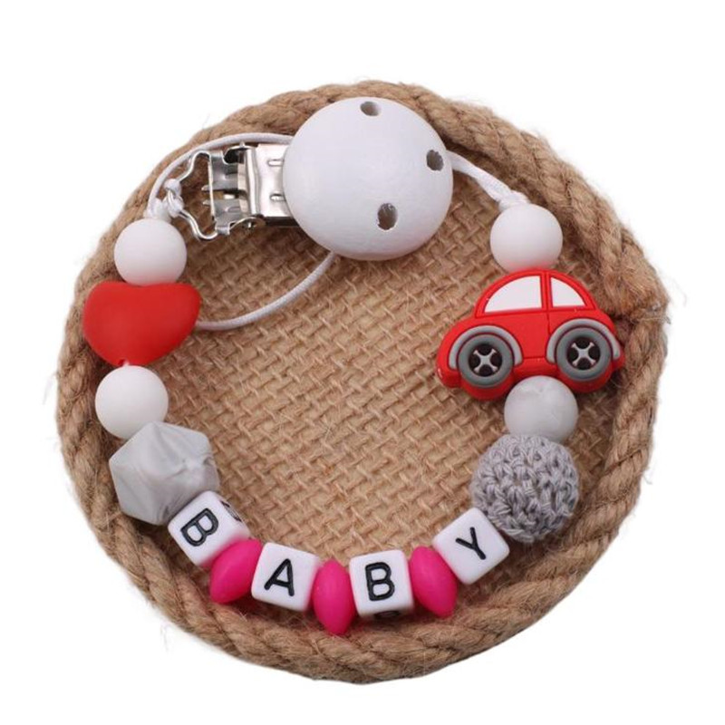 Baby Teethers - 漫画ベビーおしゃぶりクリップチェーンカスタマイズされた英語名ビーズおしゃぶりおもちゃダミーホルダー