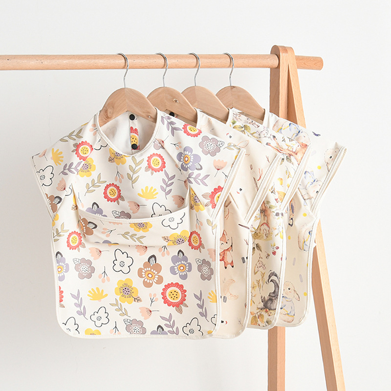 Baby Products Manufacturers - 新生児よだれかけブラウス防水ノースリーブリバースドレッシング幼児食事服エプロンよだれかけ保護服
