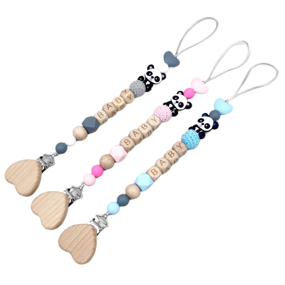 木製のパーソナライズされたベビーおしゃぶりチェーン、かわいい - Baby Teethers のレビューと価格