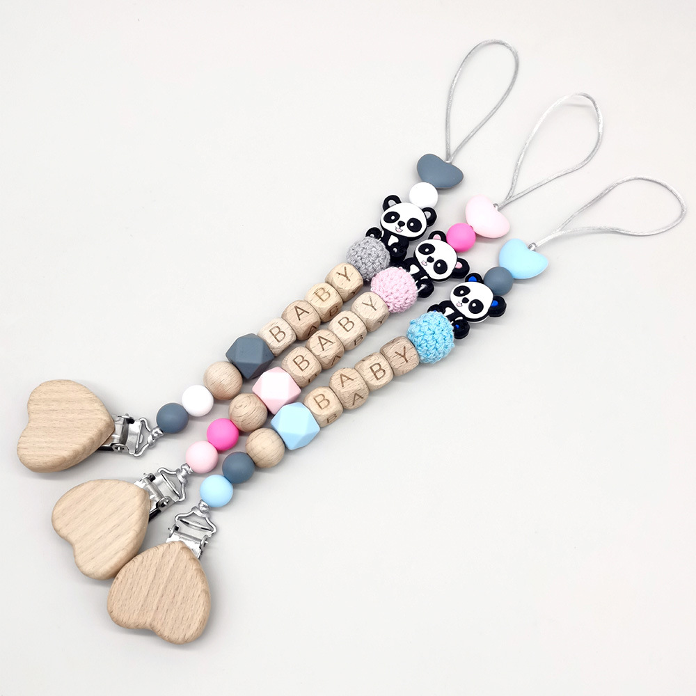 木製のパーソナライズされたベビーおしゃぶりチェーン、かわいい - Baby Teethers のレビューと価格