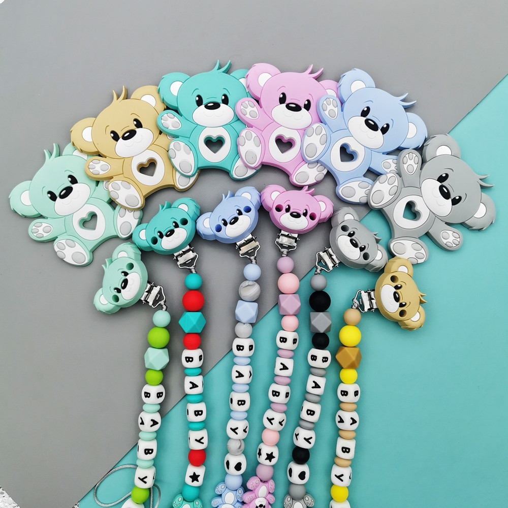 数字と文字でパーソナライズされたシリコンおしゃぶりクリップ, - Baby Teethers のレビューと価格