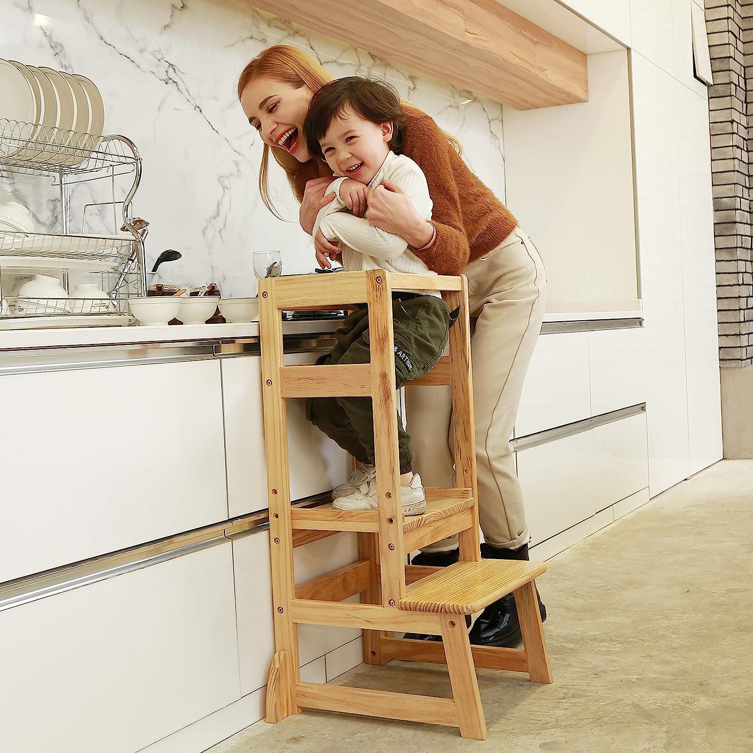 高さ調節可能な子供用踏み台兼椅子、幼児用タワー、キッチンやバ - Toddler Learning Tower のレビューと価格