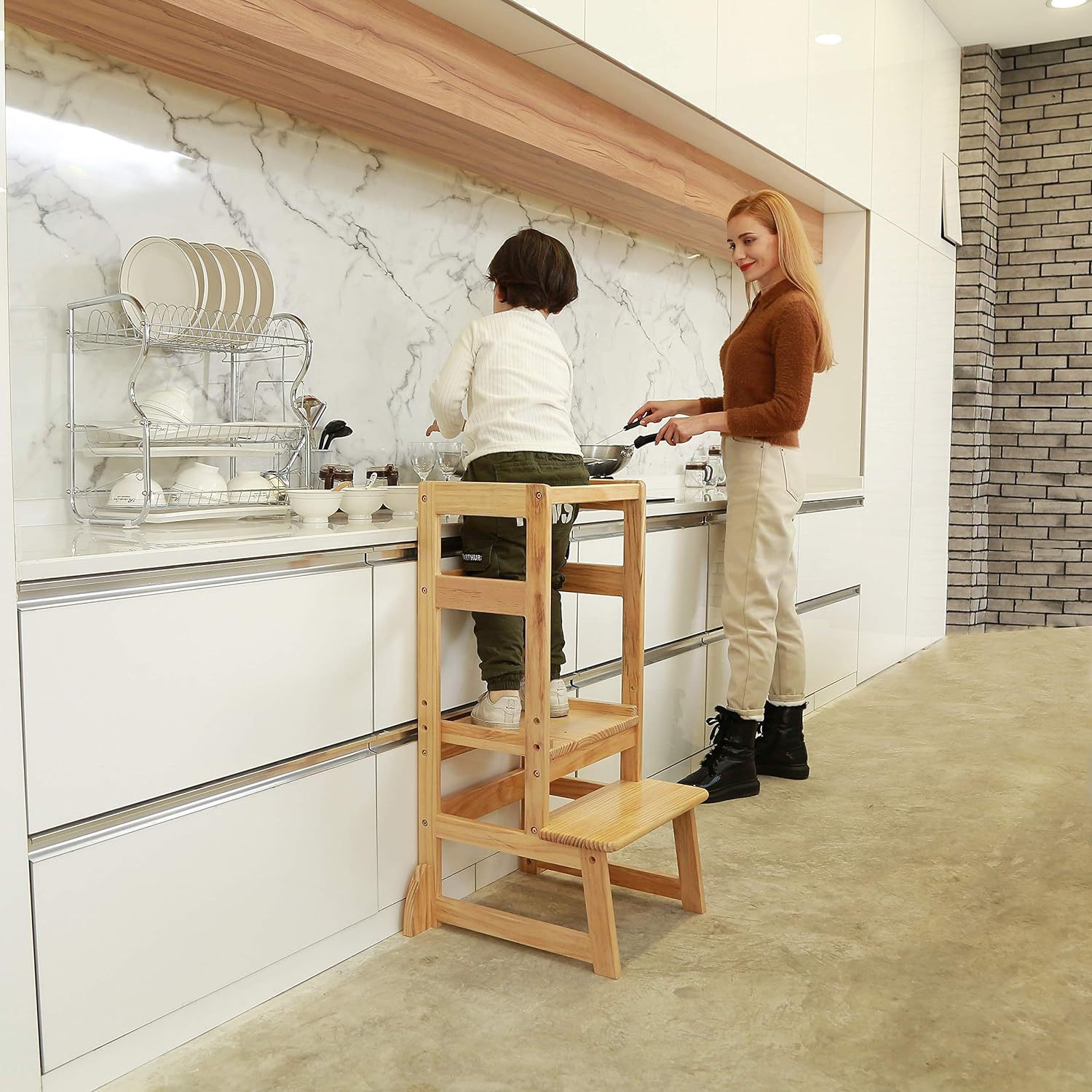 高さ調節可能な子供用踏み台兼椅子、幼児用タワー、キッチンやバ - Toddler Learning Tower のレビューと価格