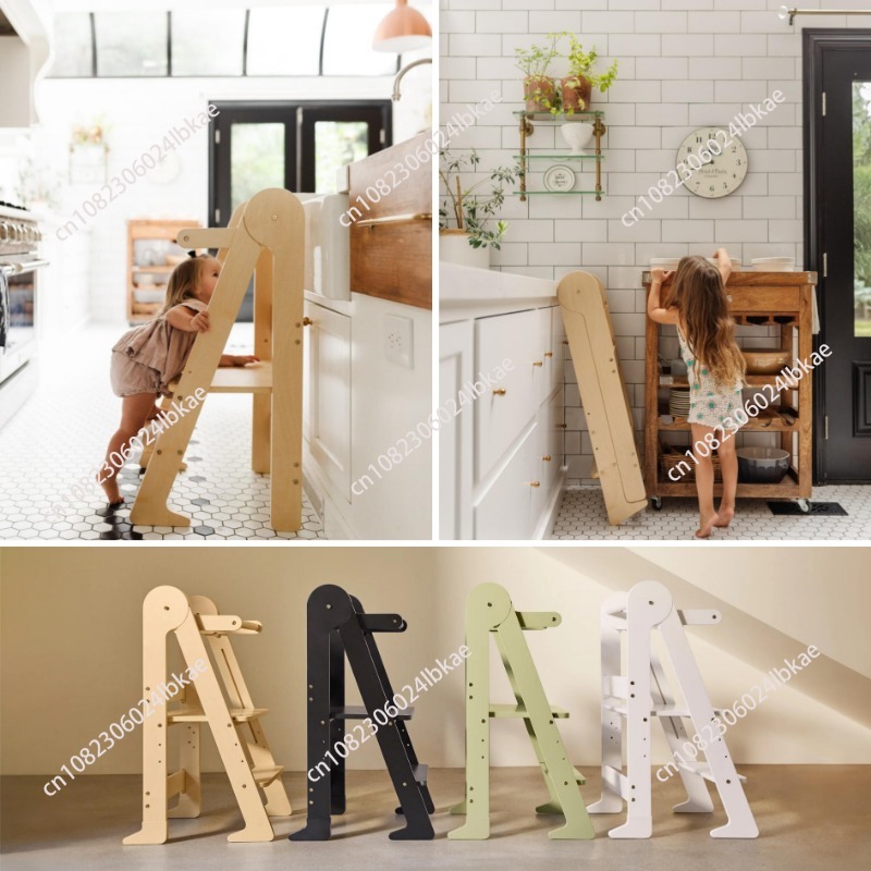 木製キッズ折りたたみ式ラーニングタワー キッチンステップスツ - Toddler Learning Tower のレビューと価格