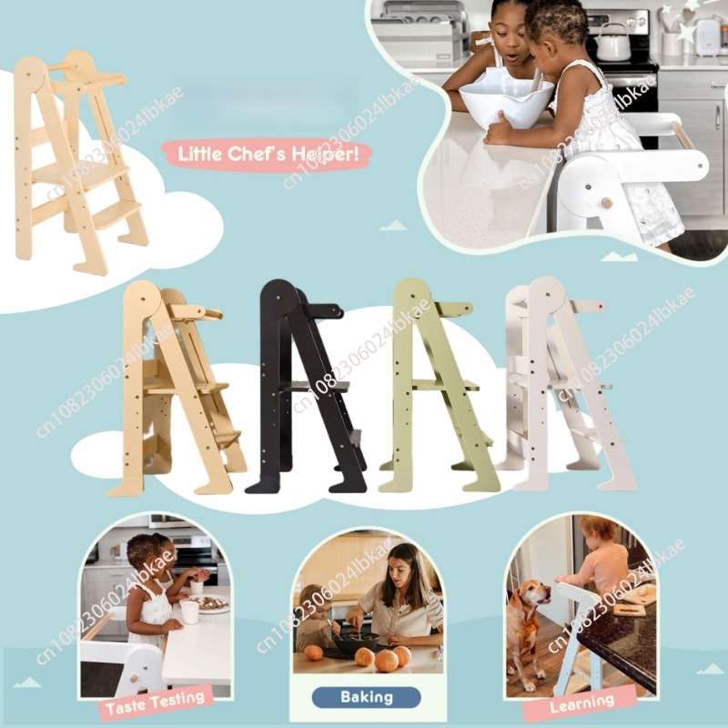 木製キッズ折りたたみ式ラーニングタワー キッチンステップスツ - Toddler Learning Tower のレビューと価格
