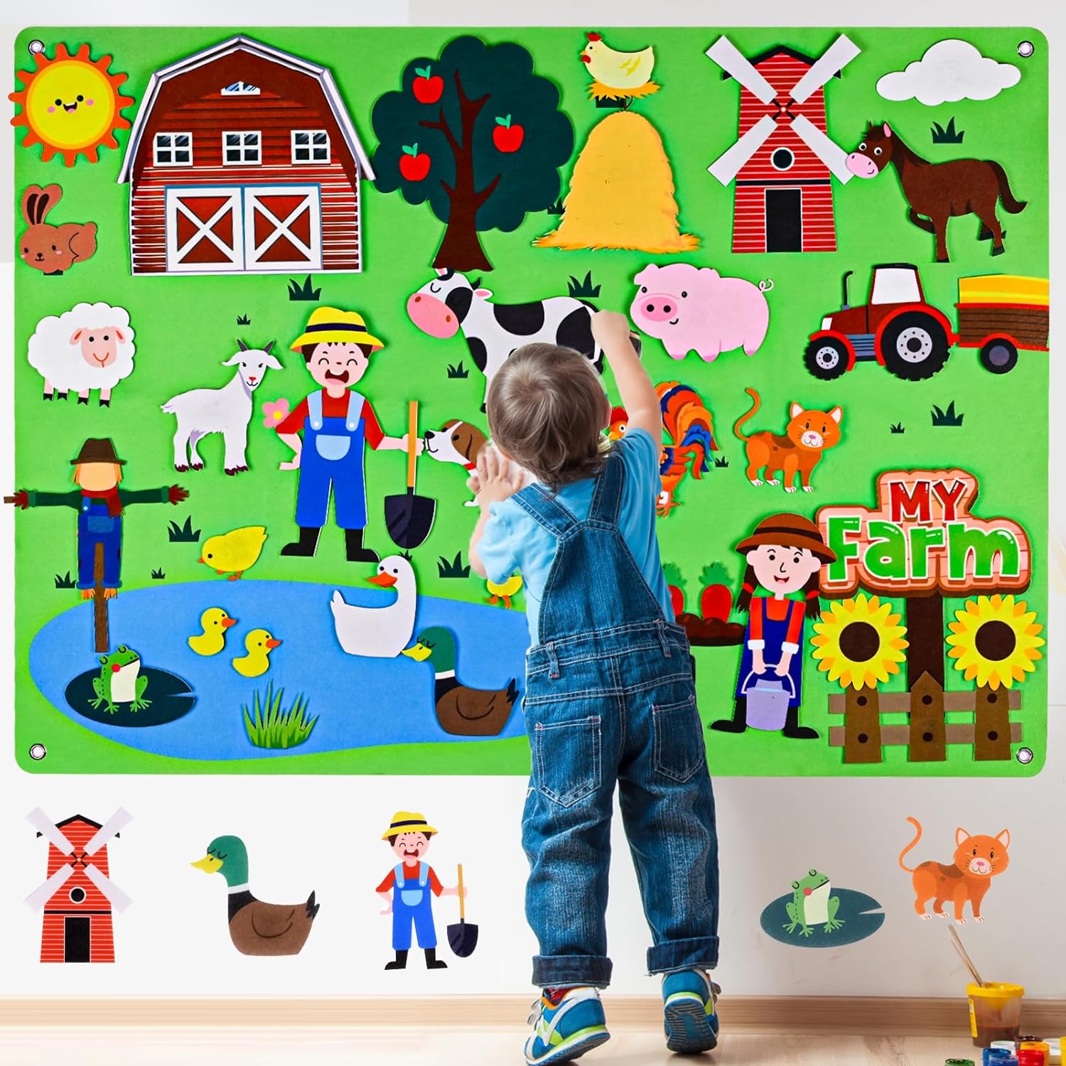 農場の動物 フェルトストーリー ビジーボード 4 IN 1  - Toddler Learning Tower のレビューと価格