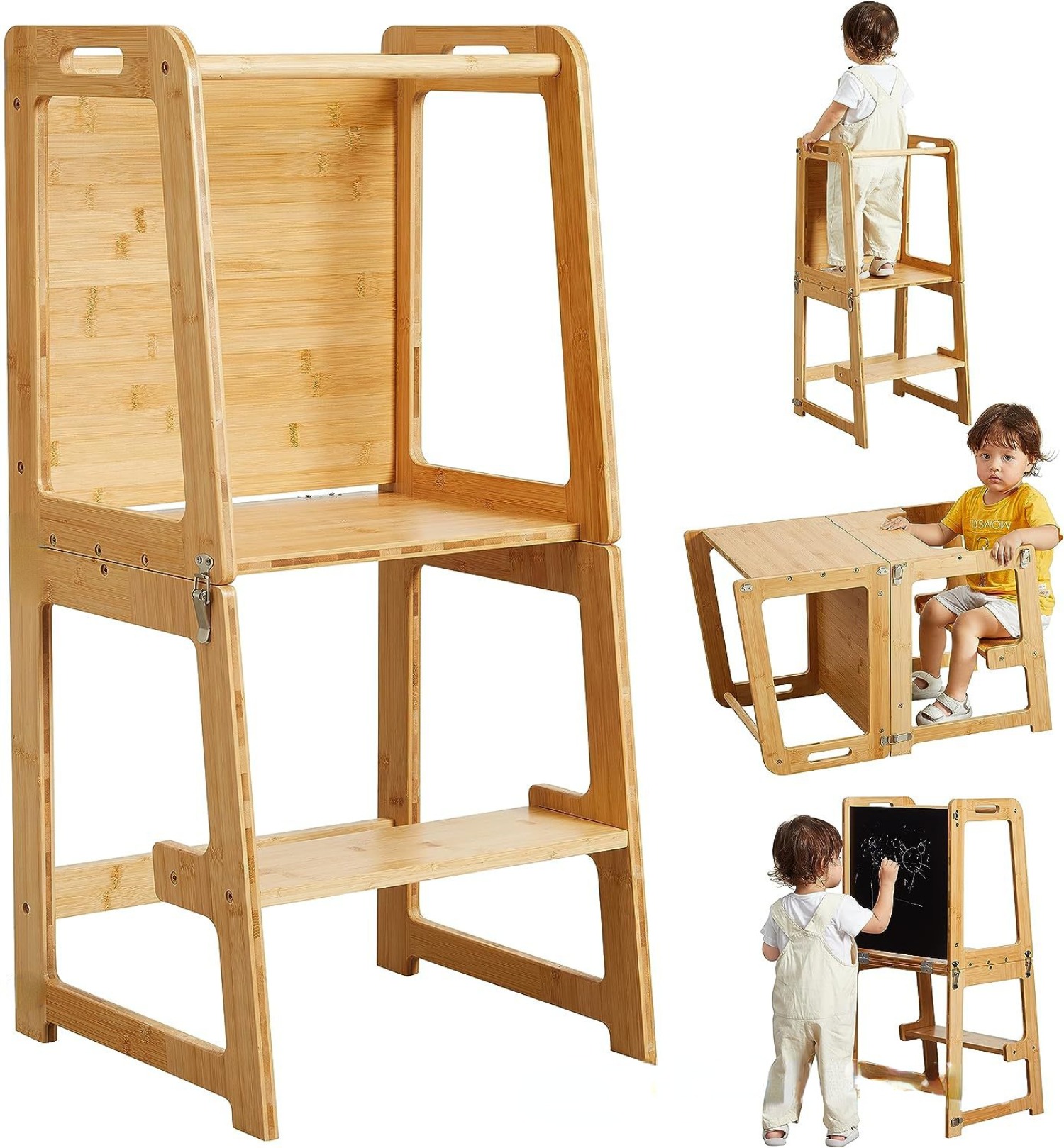 折りたたみ式幼児用キッチンタワー、安全柵付きベビーモンテッソ - Toddler Learning Tower のレビューと価格