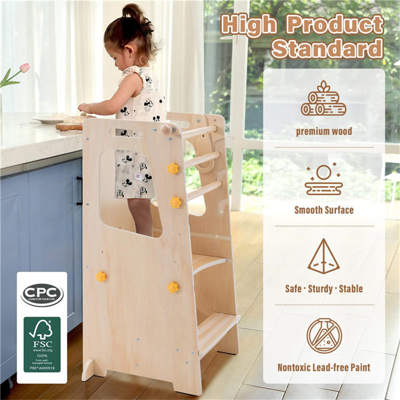 ベビー用折りたたみ式木製学習タワー、幼児用キッチンステップス - Toddler Learning Tower のレビューと価格