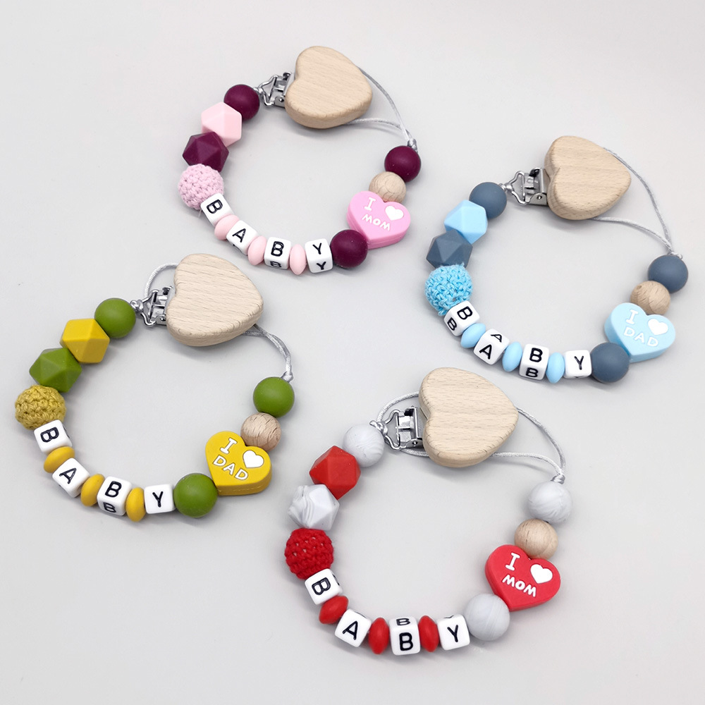 カスタマイズ可能な名前入りベビー歯固めおしゃぶりクリップ、シ - Baby Teethers のレビューと価格