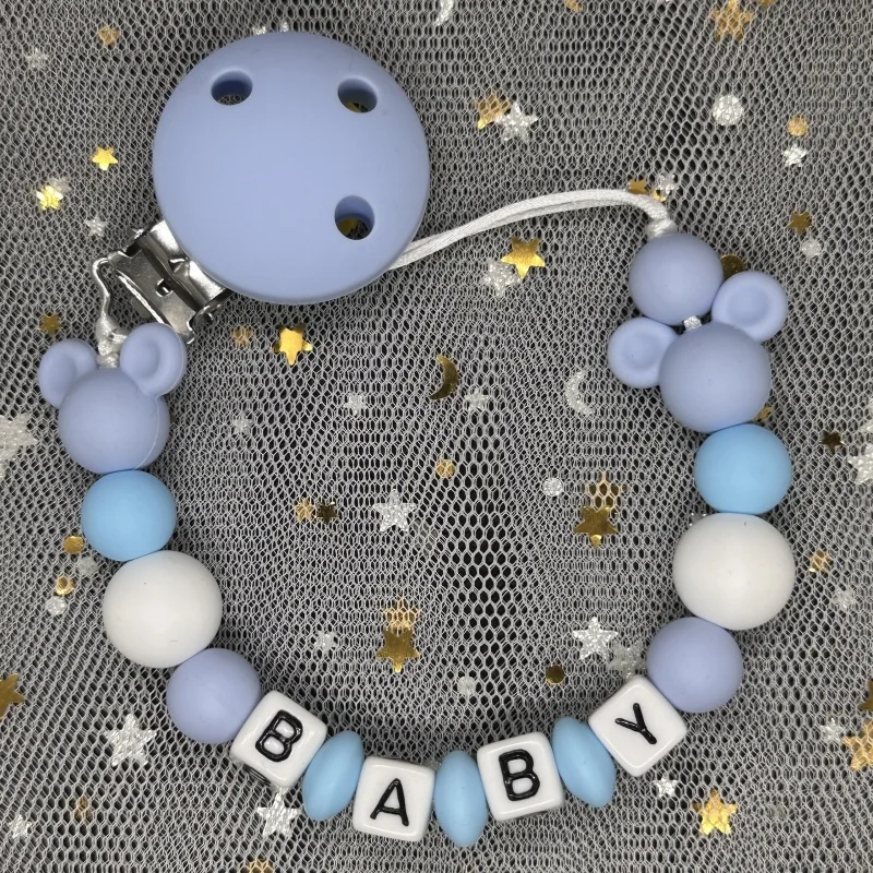 ベビーおしゃぶりクリップパーソナライズされた名前ダミー乳首ホ - Baby Teethers のレビューと価格