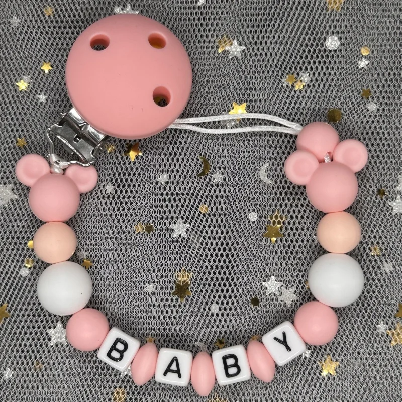 ベビーおしゃぶりクリップパーソナライズされた名前ダミー乳首ホ - Baby Teethers のレビューと価格