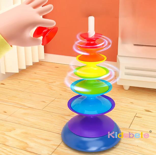 幼児向けレインボー回転積み木おもちゃ、モンテッソーリ回転バラ - Toddler Learning Tower のレビューと価格