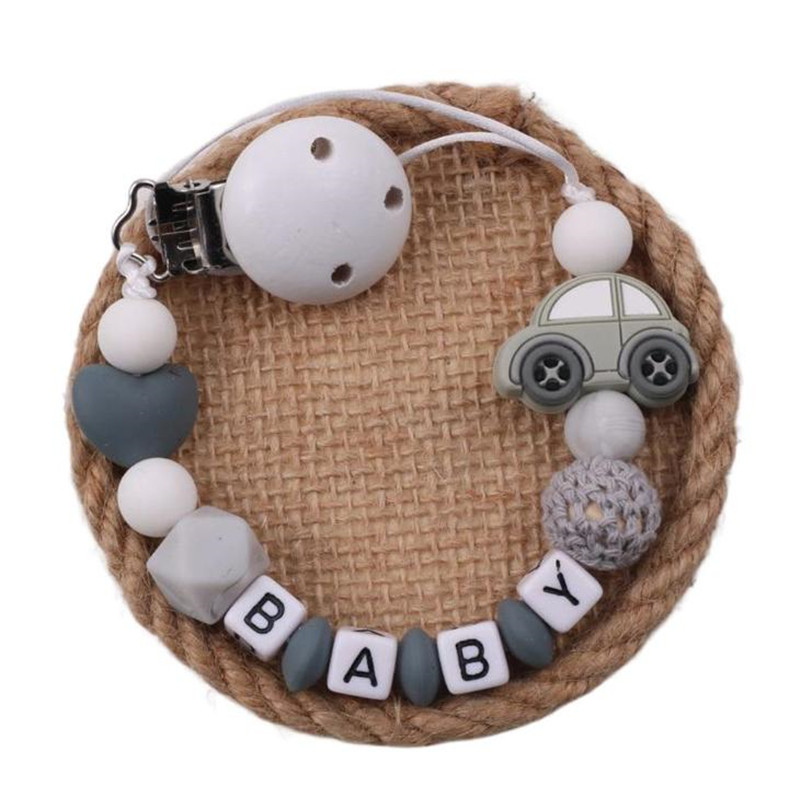 漫画ベビーおしゃぶりクリップチェーンカスタマイズされた英語名 - Baby Teethers のレビューと価格