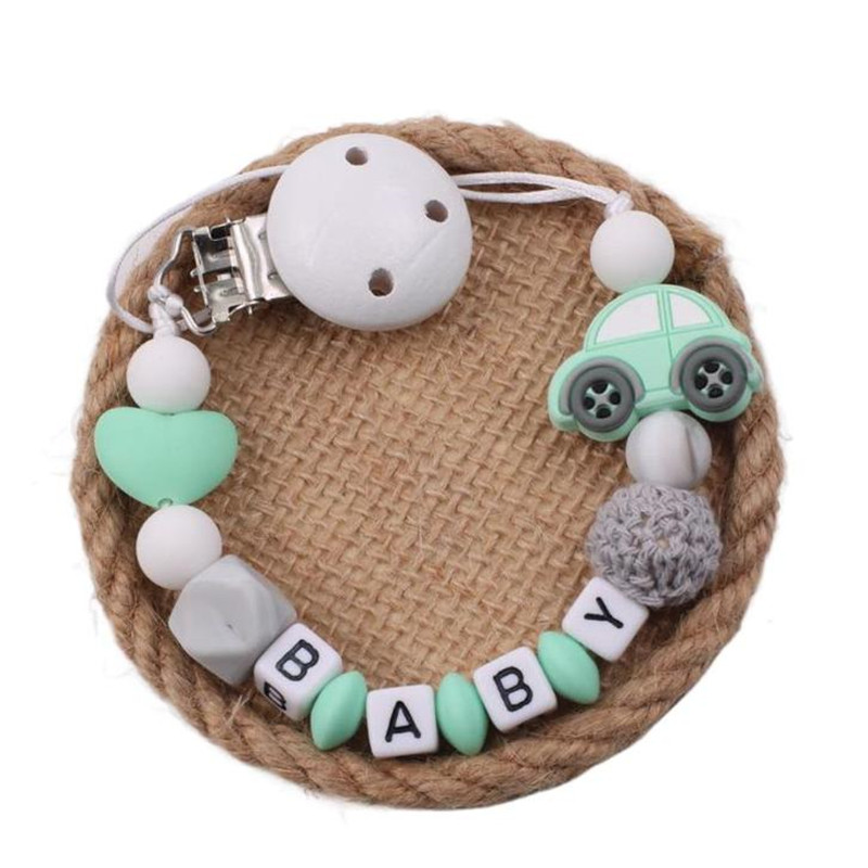 漫画ベビーおしゃぶりクリップチェーンカスタマイズされた英語名 - Baby Teethers のレビューと価格