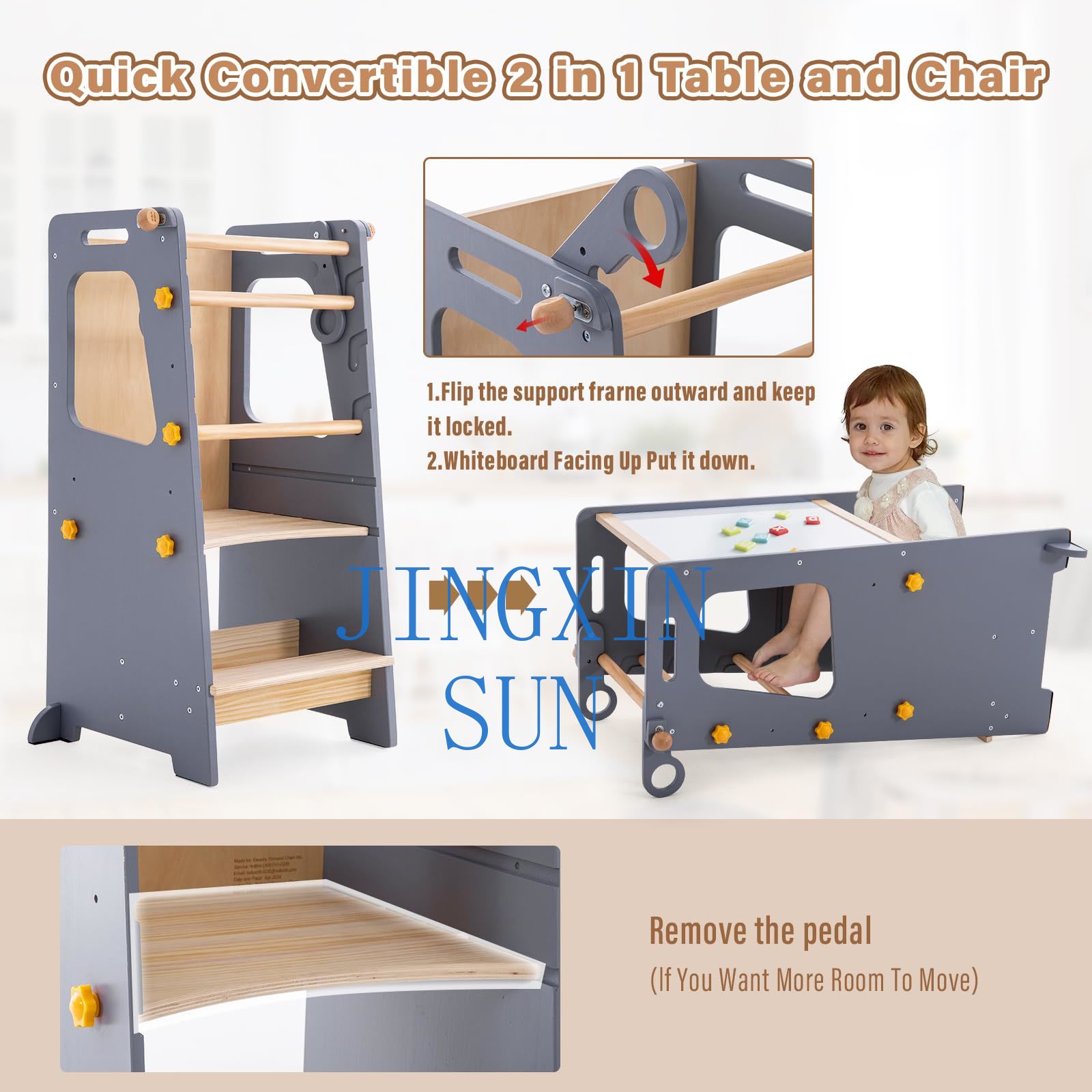 4 in 1幼児用キッチンタワー、モンテッソーリ幼児用木製学 - Toddler Learning Tower のレビューと価格
